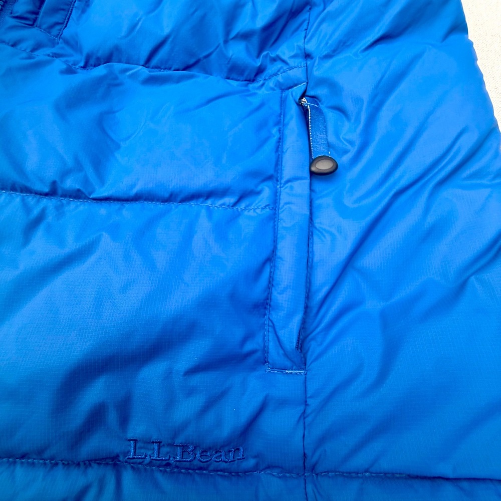 LL Bean Mens Blue Goose Down Puffer Vest Blue Quilted Full Zip Large - Picture 5 of 6